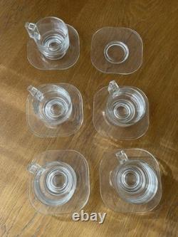 Ensemble de 5 tasses en verre + 6 soucoupes Vintage Joe Colombo Arno italien MCM