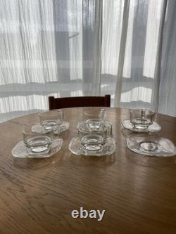 Ensemble de 5 tasses en verre + 6 soucoupes Vintage Joe Colombo Arno italien MCM