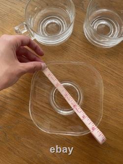 Ensemble de 5 tasses en verre + 6 soucoupes Vintage Joe Colombo Arno italien MCM