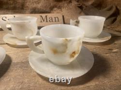 Ensemble de 5 tasses et soucoupes en marbre ONYX vintage antique