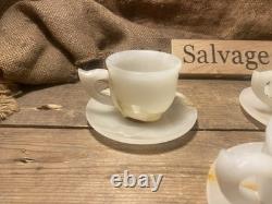 Ensemble de 5 tasses et soucoupes en marbre ONYX vintage antique