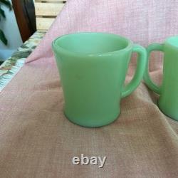 Ensemble de 6 tasses à café Fire King Jadeite D Handle des années 1950