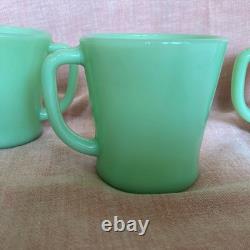 Ensemble de 6 tasses à café Fire King Jadeite D Handle des années 1950