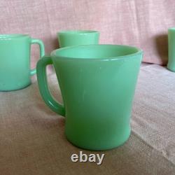 Ensemble de 6 tasses à café Fire King Jadeite D Handle des années 1950