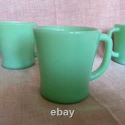 Ensemble de 6 tasses à café Fire King Jadeite D Handle des années 1950