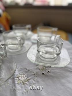Ensemble de 6 tasses à café en verre Arno vintage avec soucoupes