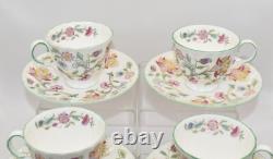 Ensemble de 6 tasses à café et soucoupes Minton Haddon Hall bord vert