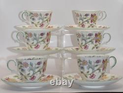 Ensemble de 6 tasses à café et sous-tasses Minton Haddon Hall bord vert