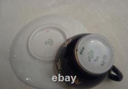 Ensemble de 6 tasses à café et sous-tasses en porcelaine cobalt vintage Lomonosov URSS marqué LFZ