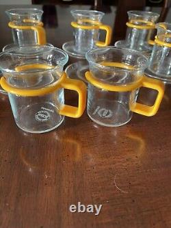 Ensemble de 6 tasses à café expresso Bodum jaunes vintage avec soucoupes