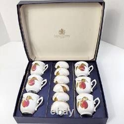 Ensemble de 6 tasses à chocolat Pots de Crème en or Royal Worcester Evesham avec couvercles