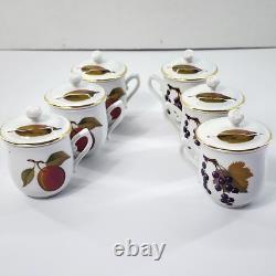 Ensemble de 6 tasses à chocolat Pots de Crème en or Royal Worcester Evesham avec couvercles