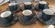 Ensemble De 6 Tasses &agrave; Th&eacute; / Caf&eacute; Vintage Habitat En Scraffito Avec Soucoupes, Japon, 6,5 De Large