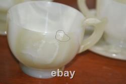 Ensemble de 6 tasses en onyx vert clair fait main vintage avec soucoupes dans une boîte