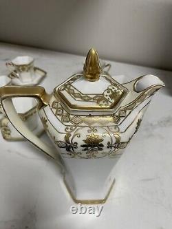 Ensemble de 6 tasses et 6 soucoupes en pot à café/chocolat en or Moriage Noritake vintage