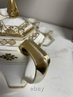 Ensemble de 6 tasses et 6 soucoupes en pot à café/chocolat en or Moriage Noritake vintage