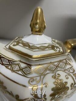 Ensemble de 6 tasses et 6 soucoupes en pot à café/chocolat en or Moriage Noritake vintage