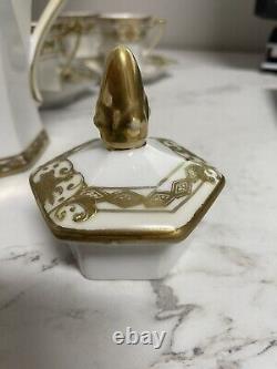 Ensemble de 6 tasses et 6 soucoupes en pot à café/chocolat en or Moriage Noritake vintage