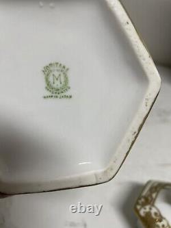 Ensemble de 6 tasses et 6 soucoupes en pot à café/chocolat en or Moriage Noritake vintage