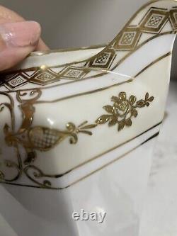 Ensemble de 6 tasses et 6 soucoupes en pot à café/chocolat en or Moriage Noritake vintage