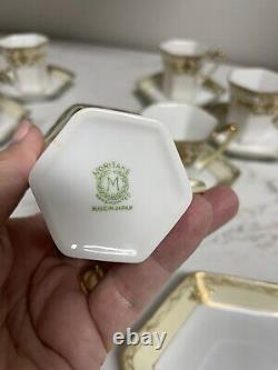 Ensemble de 6 tasses et 6 soucoupes en pot à café/chocolat en or Moriage Noritake vintage