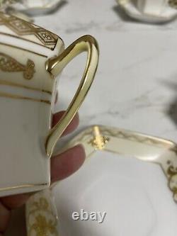 Ensemble de 6 tasses et 6 soucoupes en pot à café/chocolat en or Moriage Noritake vintage