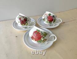 Ensemble de 6 tasses et soucoupes vintage Pomona de Portmeirion, service à café / thé à décor botanique