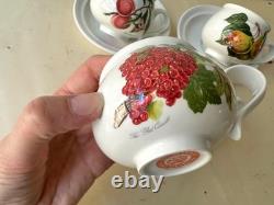 Ensemble de 6 tasses et soucoupes vintage Pomona de Portmeirion, service à café / thé à décor botanique