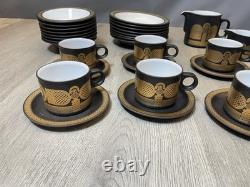 Ensemble de 8 tasses à café/thé avec soucoupes et assiettes Hornsea Retro Vintage Midas or brun