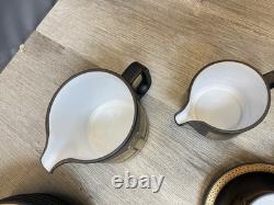 Ensemble de 8 tasses à café/thé avec soucoupes et assiettes Hornsea Retro Vintage Midas or brun