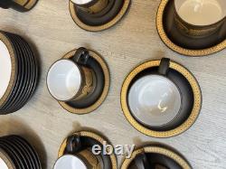 Ensemble de 8 tasses à café/thé avec soucoupes et assiettes Hornsea Retro Vintage Midas or brun Ensemble de 8 tasses à café/thé avec soucoupes et assiettes Hornsea Retro Vintage Midas or brun
