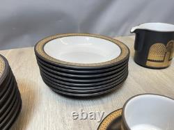 Ensemble de 8 tasses à café/thé avec soucoupes et assiettes Hornsea Retro Vintage Midas or brun