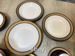 Ensemble de 8 tasses à café/thé avec soucoupes et assiettes Hornsea Retro Vintage Midas or brun