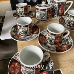 Ensemble de 9 théière, sucrier et crémier en porcelaine japonaise Arita Imari Ware avec paon vintage
