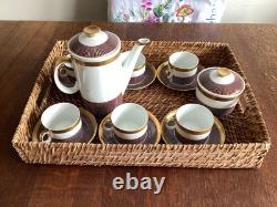 Ensemble de Café Vintage Bourgogne et Or Porcelaine Karolina Pologne