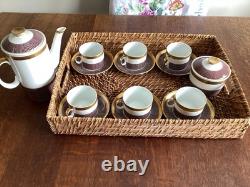 Ensemble de Café Vintage Bourgogne et Or Porcelaine Karolina Pologne