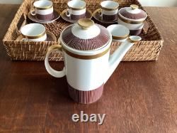 Ensemble de Café Vintage Bourgogne et Or Porcelaine Karolina Pologne