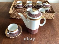 Ensemble de Café Vintage Bourgogne et Or Porcelaine Karolina Pologne