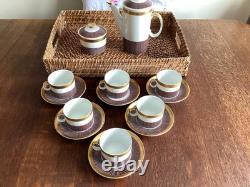 Ensemble de Café Vintage Bourgogne et Or Porcelaine Karolina Pologne