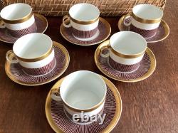 Ensemble de Café Vintage Bourgogne et Or Porcelaine Karolina Pologne