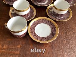 Ensemble de Café Vintage Bourgogne et Or Porcelaine Karolina Pologne