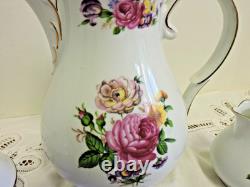 Ensemble de Chocolat / Café Vintage Élégant 21 pièces Floral avec Garniture Dorée LIVRAISON GRATUITE