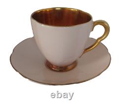 Ensemble de café Art Déco Vintage Carlton Ware 'Rita' 15 pièces en rose blush et doré