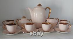 Ensemble de café Art Déco Vintage Carlton Ware 'Rita' 15 pièces en rose blush et doré