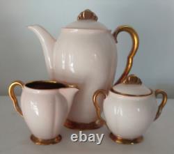 Ensemble de café Art Déco Vintage Carlton Ware 'Rita' 15 pièces en rose blush et doré