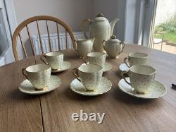 Ensemble de café Carlton Ware Hand Rita 15 pièces rare crème or et pois verts