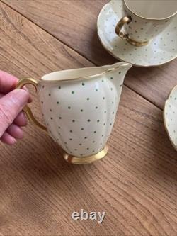 Ensemble de café Carlton Ware Hand Rita 15 pièces rare crème or et pois verts