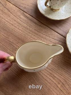 Ensemble de café Carlton Ware Hand Rita 15 pièces rare crème or et pois verts