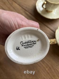 Ensemble de café Carlton Ware Hand Rita 15 pièces rare crème or et pois verts