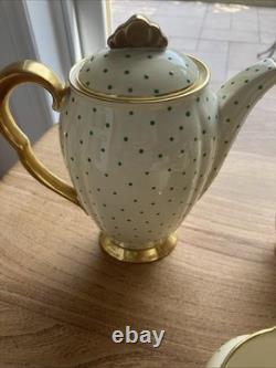 Ensemble de café Carlton Ware Hand Rita 15 pièces rare crème or et pois verts